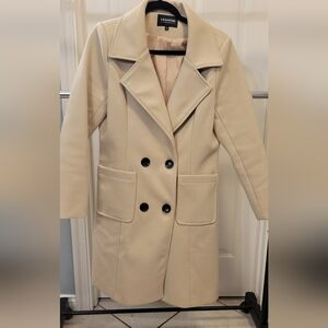 Women's Cream Double-Breasted Coat